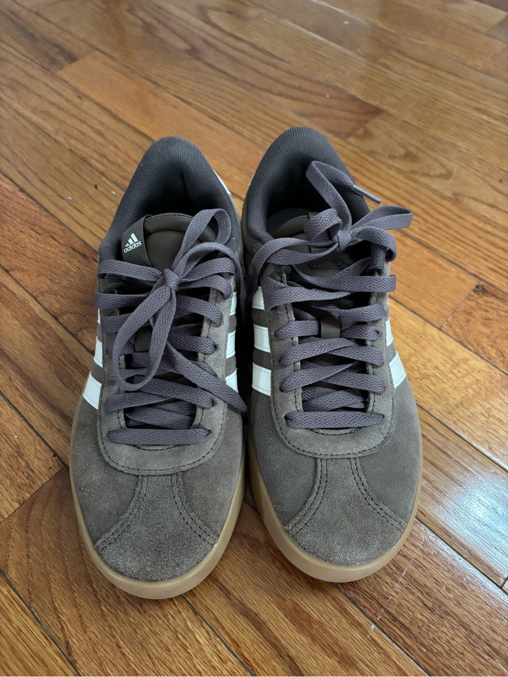 adidas Brown Suede Sneakers with White Stripes